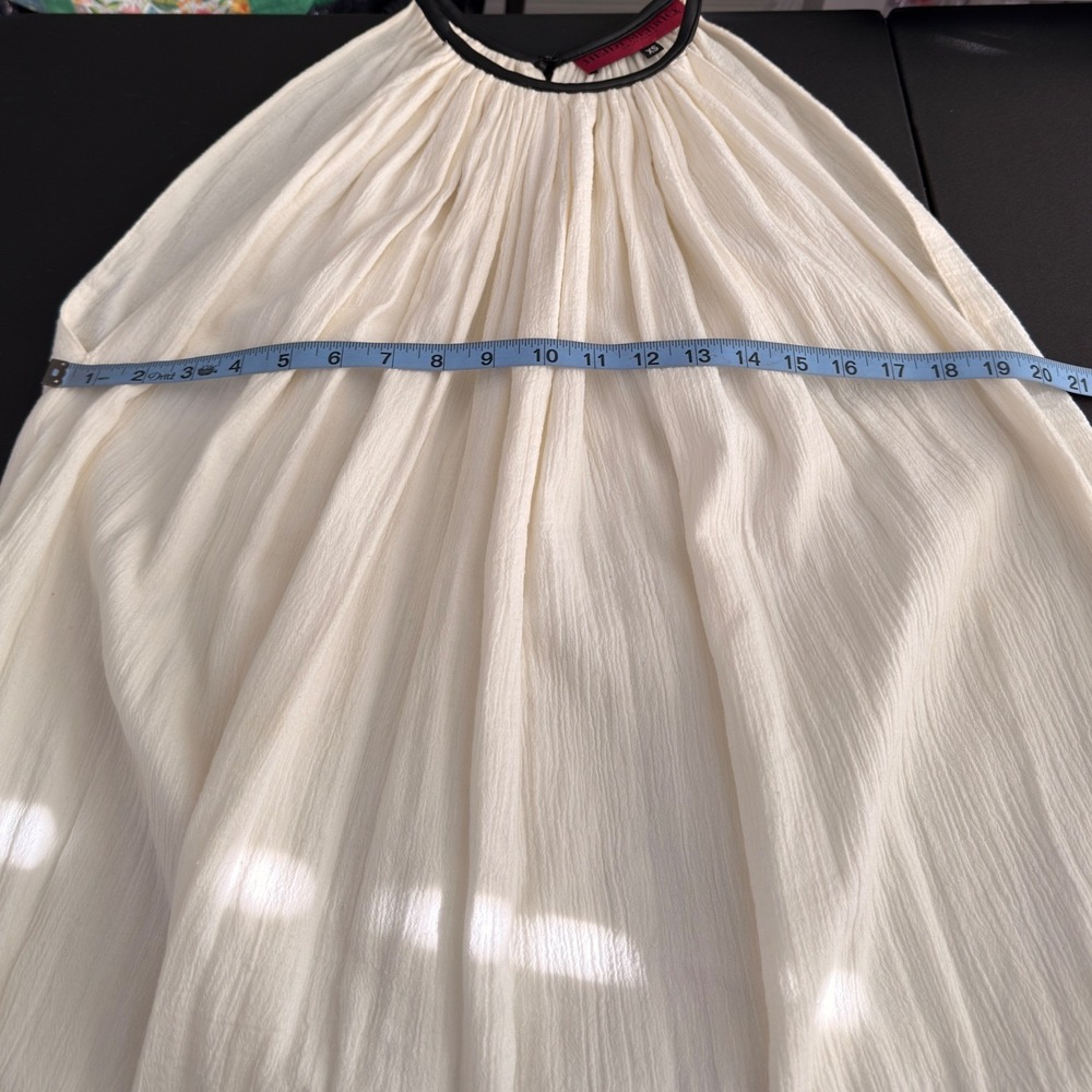Heidi Merrick Sous Dress Ivory White Beachy Vacation Resort Leather Collar XS - Picture 12 of 13